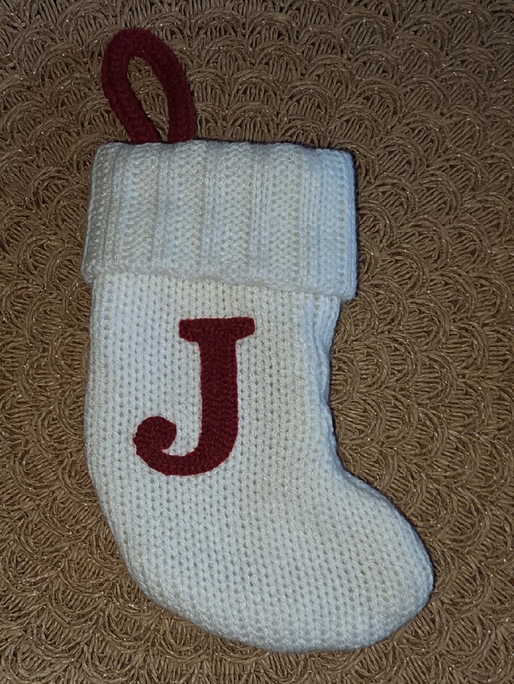 Wondershop White Knit Mini Christmas Stocking With Red Monogram "J"